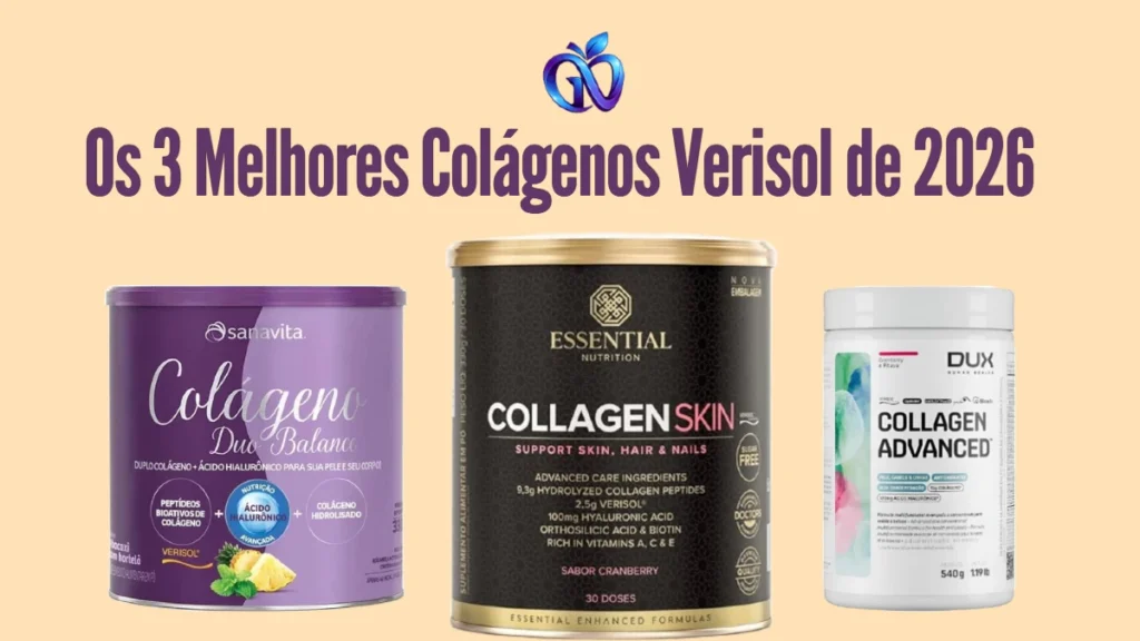 Comparativo dos melhores colágenos com tecnologia Verisol das marcas Essential, Dux e Sanavita.