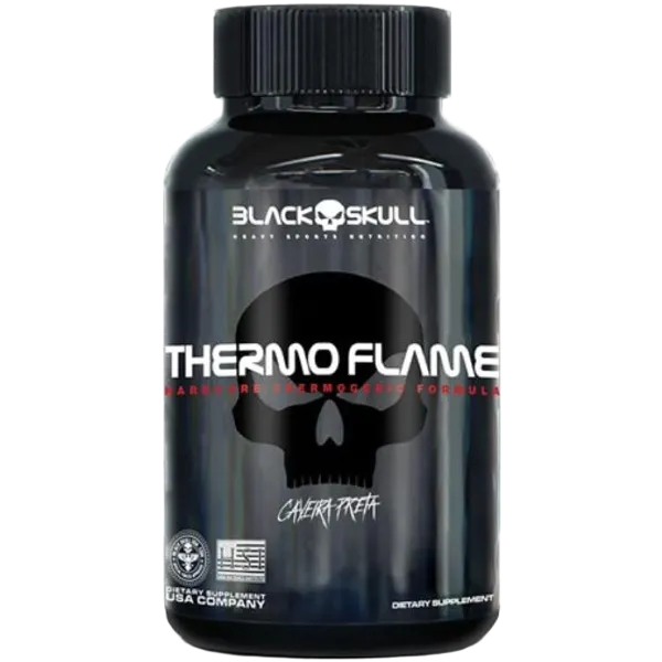 Pote de Termogênico Black Skull Thermo Flame 120 tabletes para energia e foco.