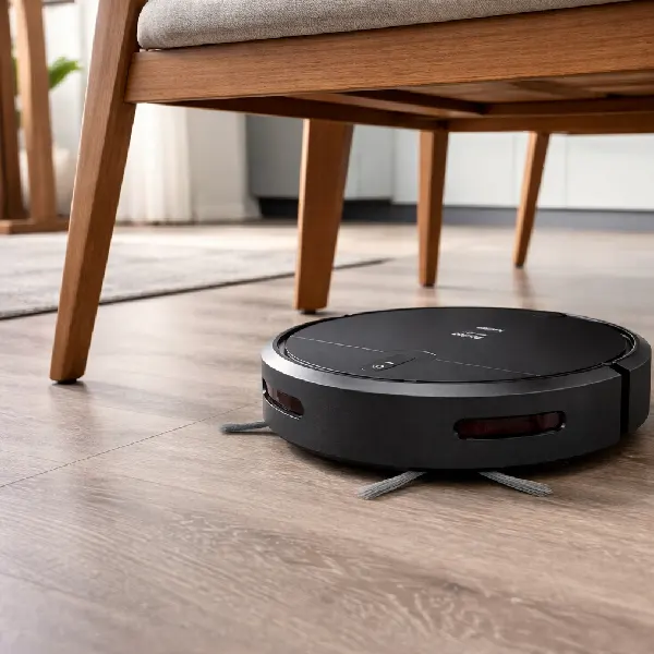 Aspirador de pó robô Philco PAS23 3 em 1 com função Mop e design preto.