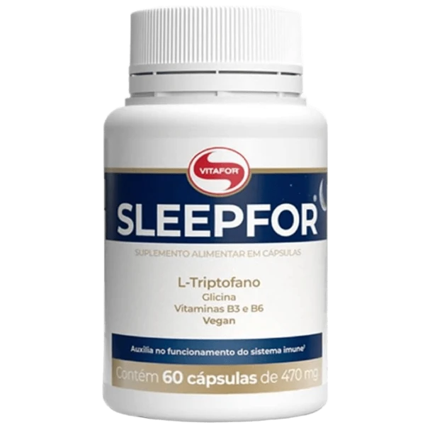 Suplemento Sleepfor L-Triptofano Vitafor 60 cápsulas para regulação do sono.