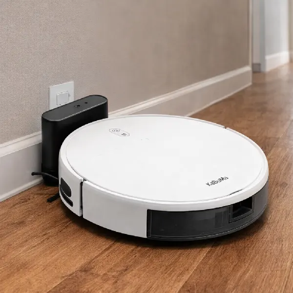 Robô aspirador Kabum Smart 100 branco com Wi-Fi e mapeamento via app Tuya.
