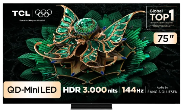 TCL QLED Mini-LED 75" - Tela Gigante para Copa
