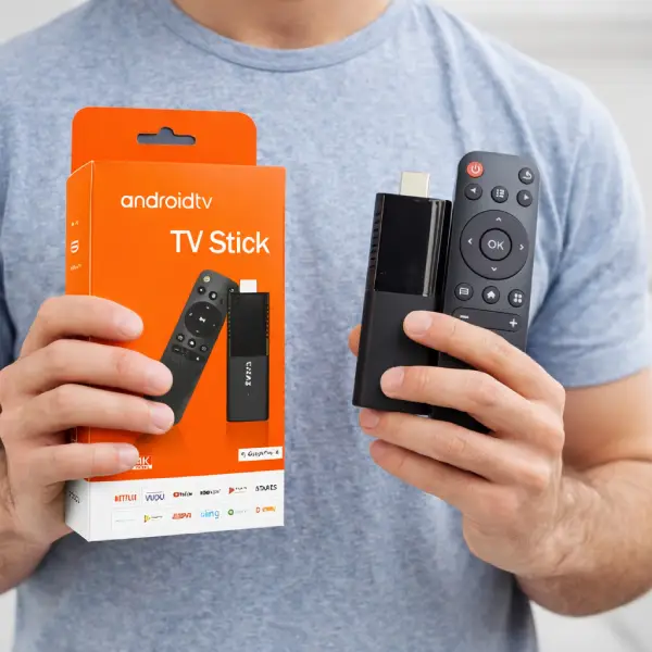 Adaptador de Smart TV Android HDMI com resolução 4K.