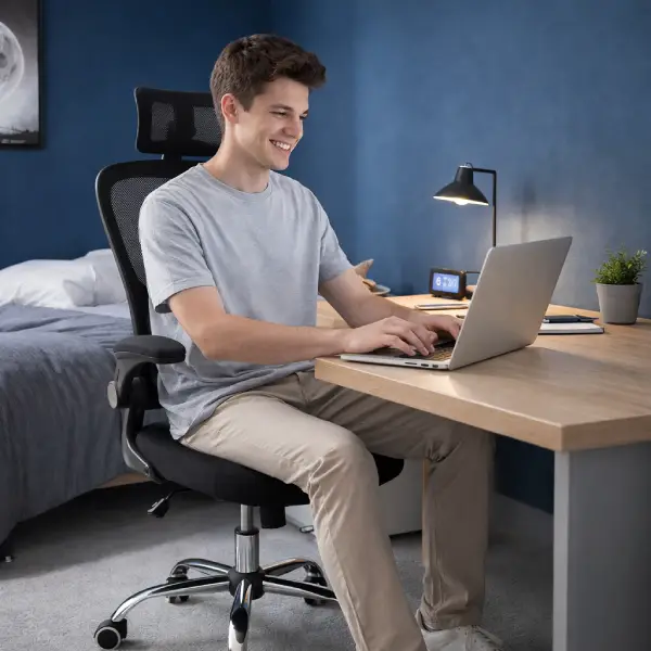 Melhores cadeiras de escritório para comprar com revestimento em mesh preto profundo.
