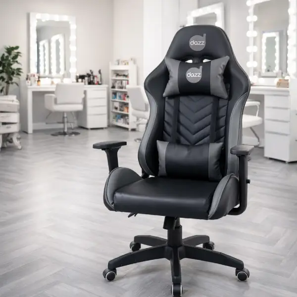 Cadeira Gamer Elite Pro Dazz em couro PU, suporta até 140kg com almofada lombar.